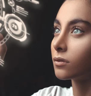 women touch virtual payment solutions