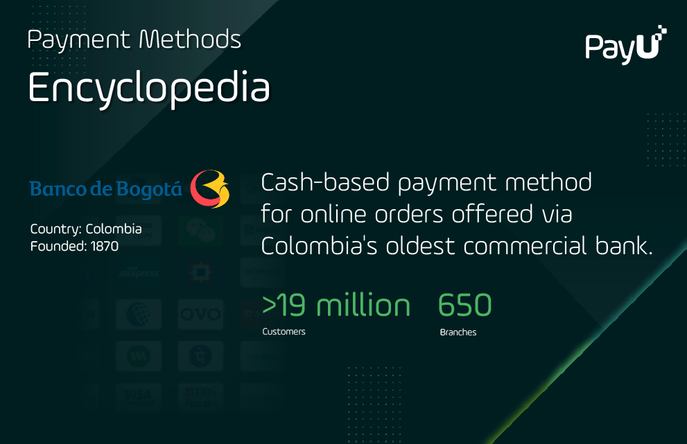 Banco de Bogotá infographic PayU payment methods encyclopedia
